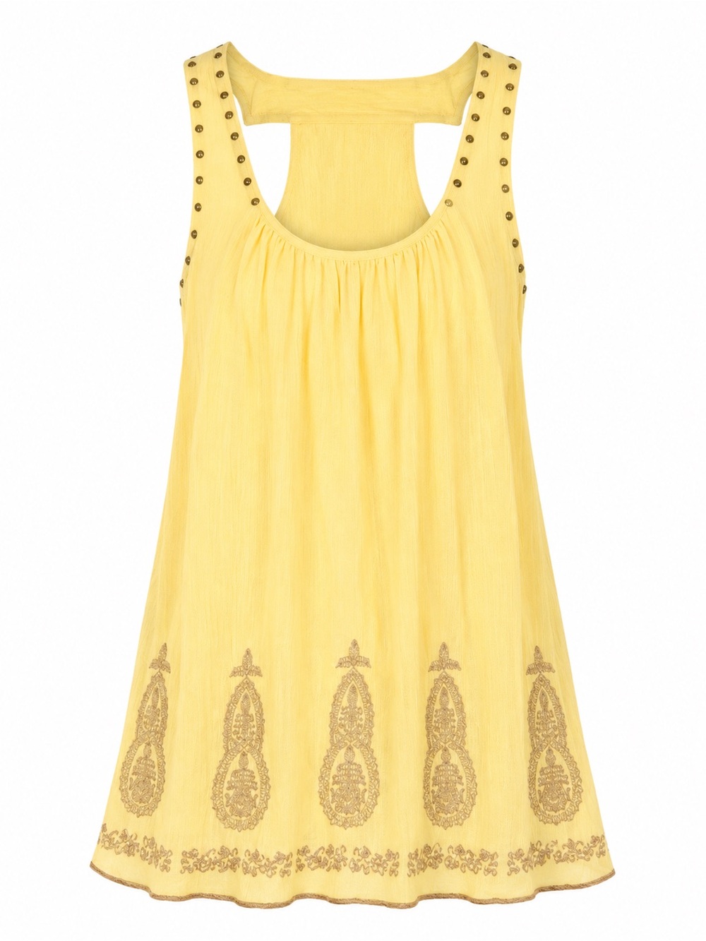 NY Collection NWOT studded embroidered yellow top, small